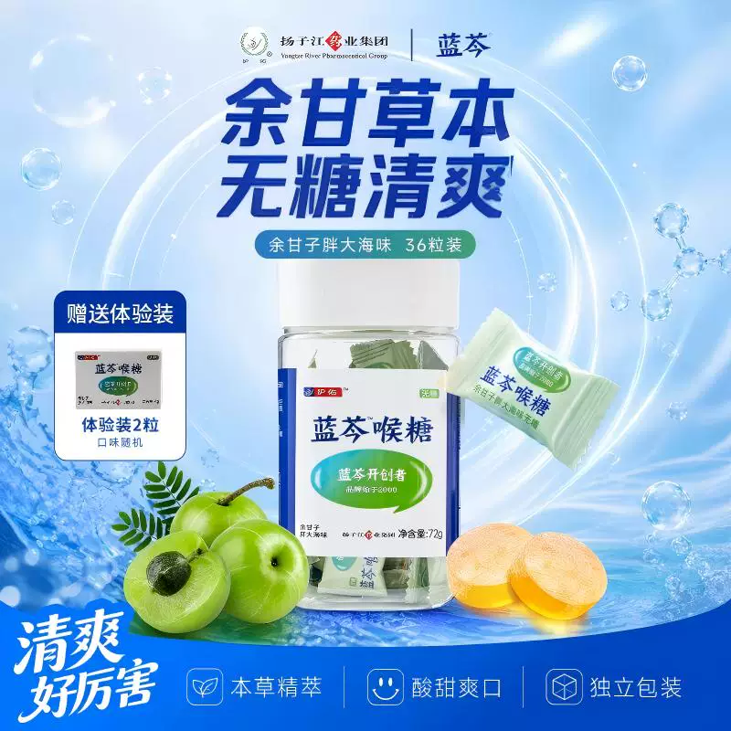 护佑扬子江蓝芩喉糖胖大海金银花硬糖糖果零食草本无糖0脂36粒 39.8元 - 折送网