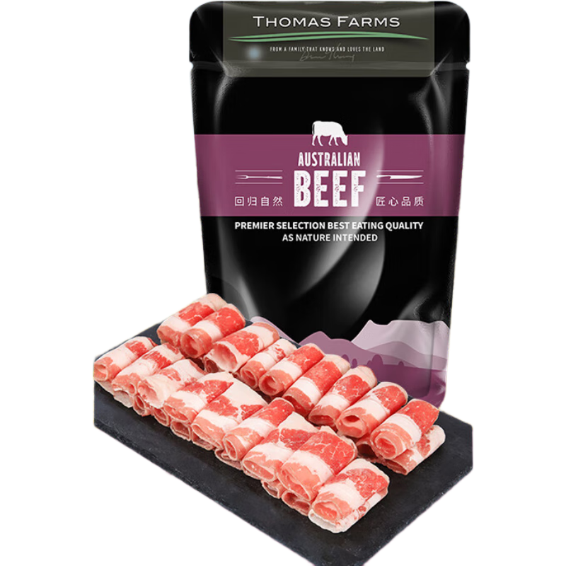THOMAS FARMS澳洲谷饲安格斯肥牛卷1斤/袋 99元 - 86线报
