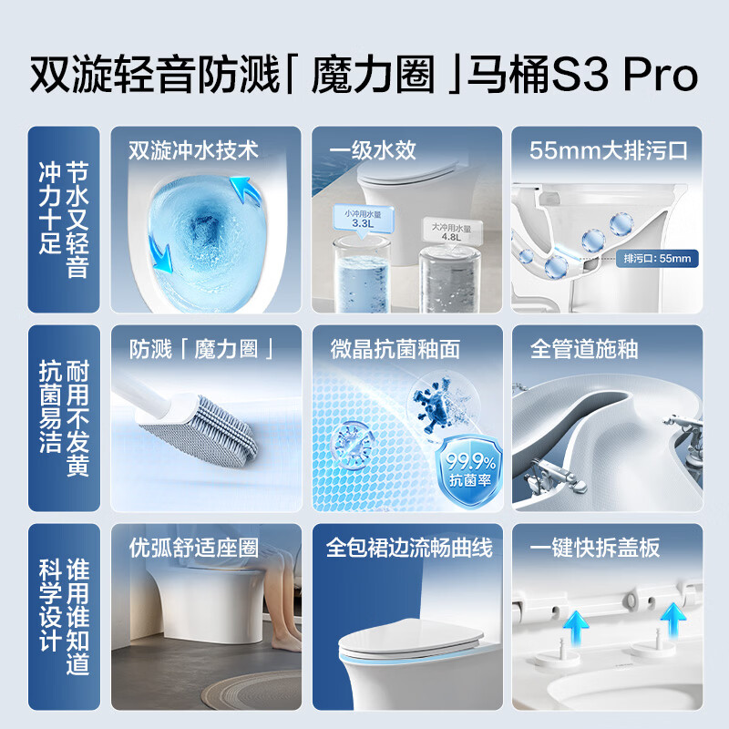 恒洁S3Pro DC0531PT虹吸式抗菌马桶305mm坑距 562.82元 - 线报酷 恒洁S3Pro DC0531PT虹吸式抗菌马桶305mm坑距 562.82元 - 线报酷