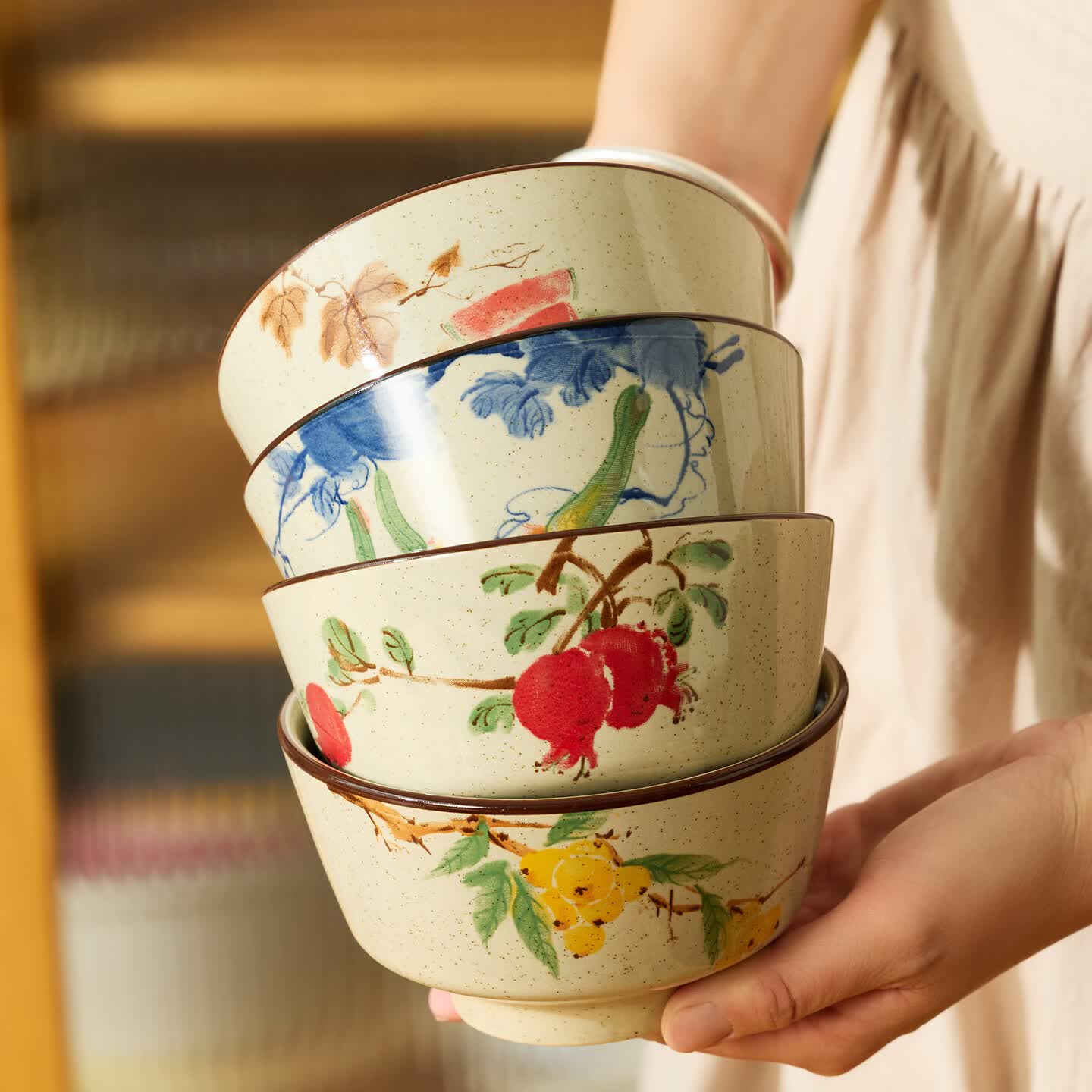 肆月中式复古釉下彩陶瓷米饭碗5英寸混色4只装 13.4元 - 86线报 肆月中式复古釉下彩陶瓷米饭碗5英寸混色4只装 13.4元 - 86线报