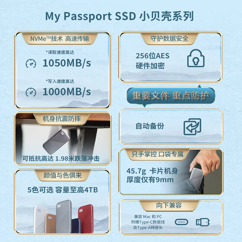 西部数据My Passport随行SSD系列USB 3.2移动固态硬盘Type-C - 86线报