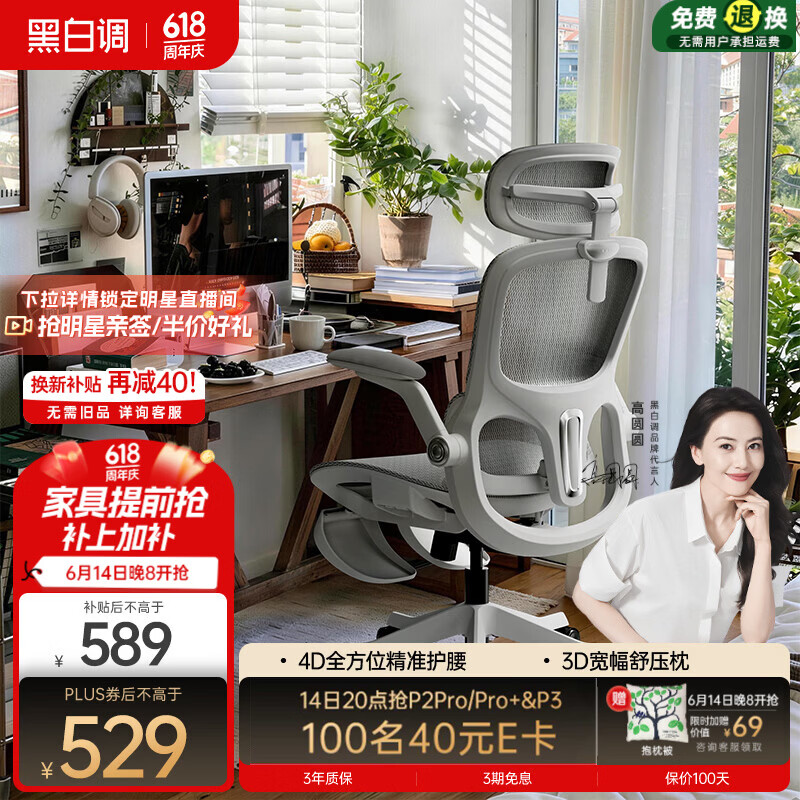 黑白调P2Pro二代人体工学椅 503.42元 - 86线报 黑白调P2Pro二代人体工学椅 503.42元 - 86线报