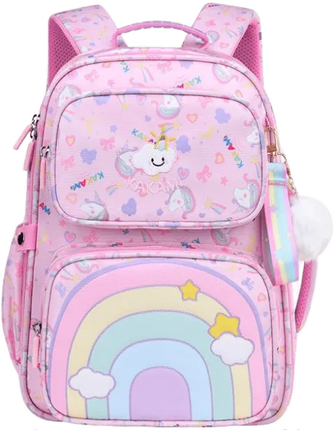 FUTURE ELITE 学生彩虹书包 小学生轻便护脊双肩背包 粉色 44.1元 图片 2