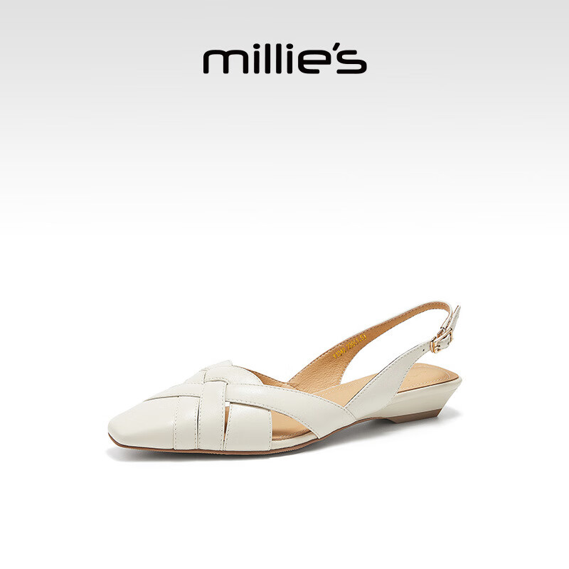 Millie's低跟罗马包头凉拖鞋米白色34码 482元 - 86线报