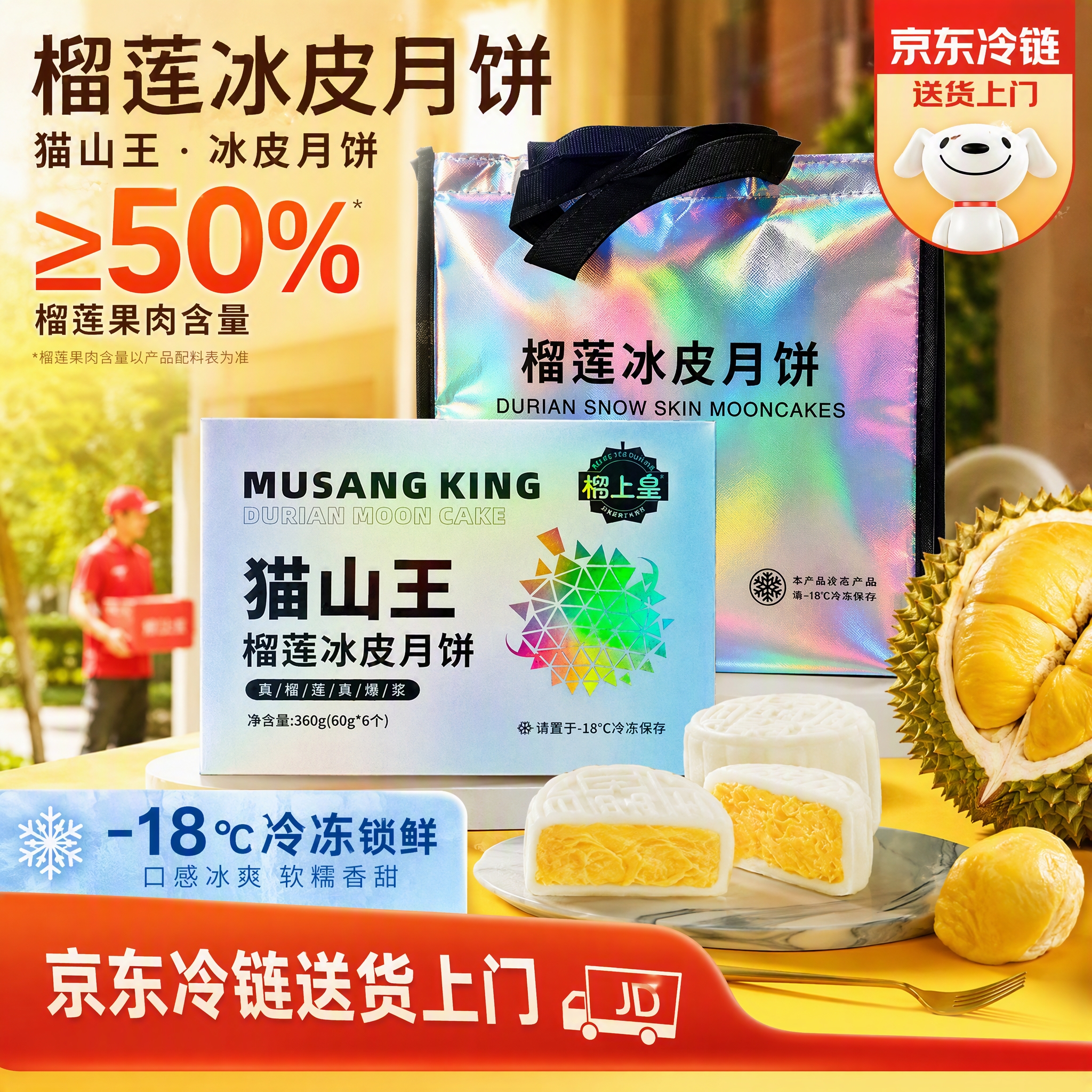 榴上皇猫山王榴莲冰皮月饼60g*6枚 64.17元 - 86线报