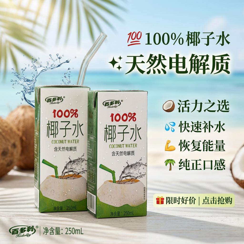 Hidolly椰子水250ml*10瓶 10.98元 - 86线报 Hidolly椰子水250ml*10瓶 10.98元 - 86线报