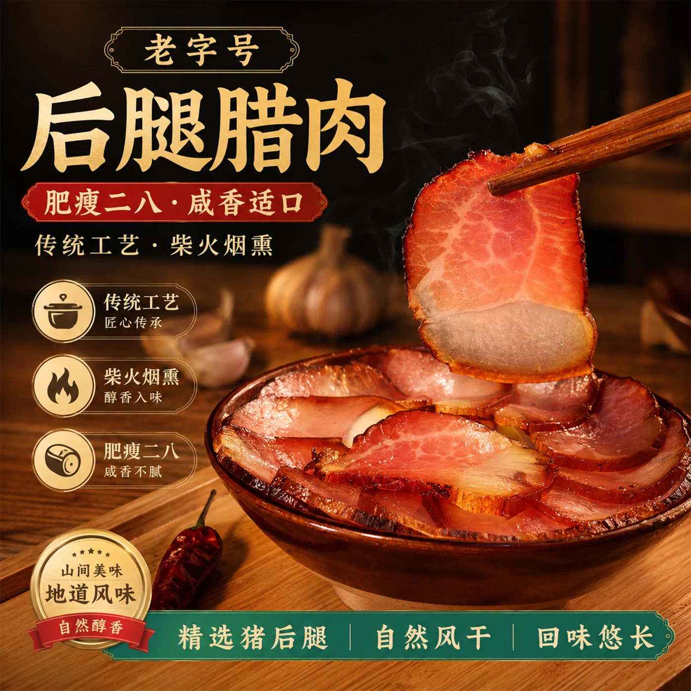 香即福四川特产精品烟熏腊肉300g 10.2元 - 86线报