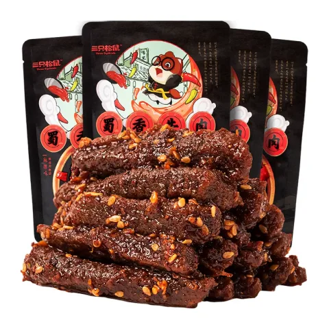 88VIP会员：三只松鼠 蜀香牛肉麻辣味100g*4袋牛肉条办公室零食熟食特产小吃 20.47元（需买2件，需用券） 图片 1