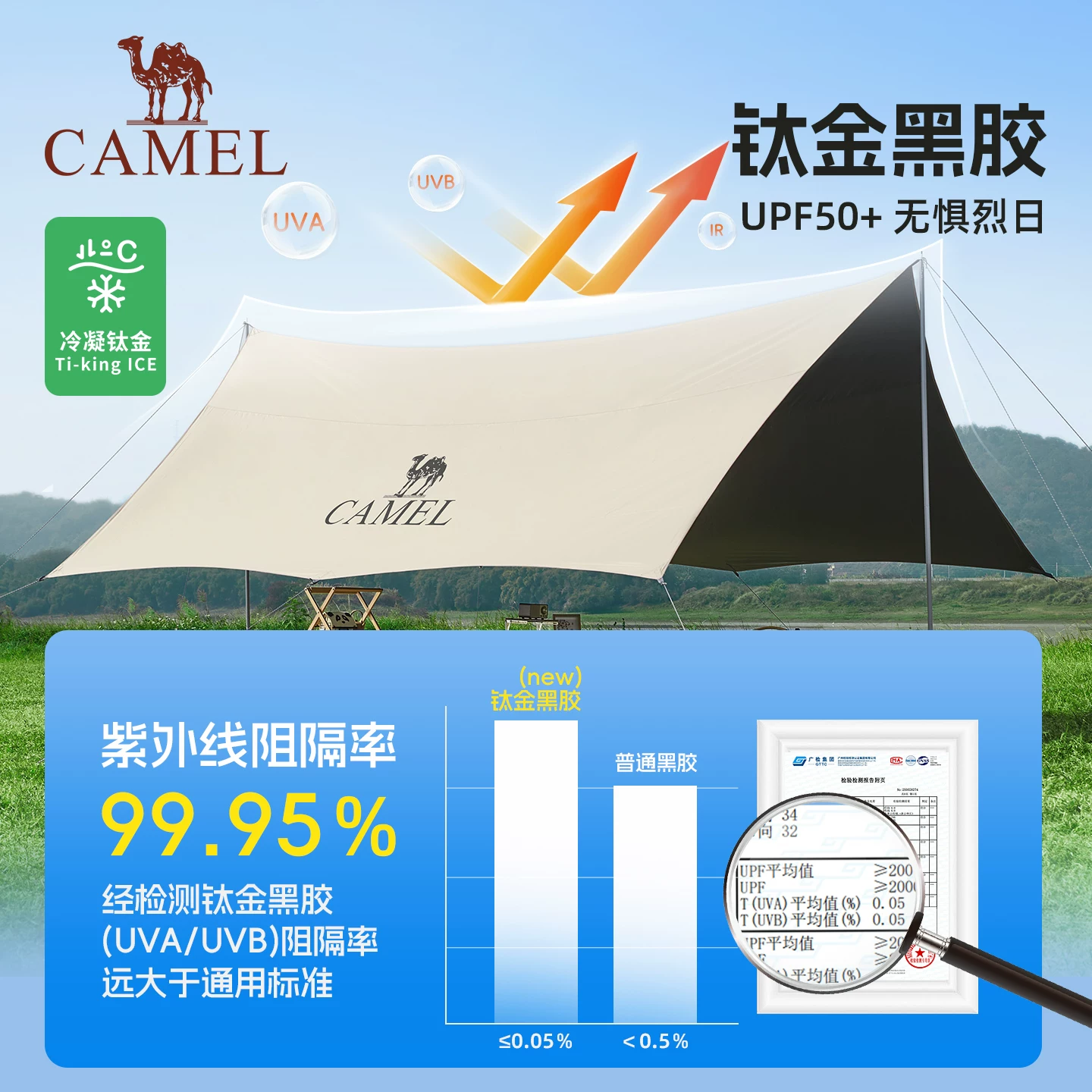 骆驼防晒防雨天幕帐篷B015流沙金 299元 - 美泡泡
