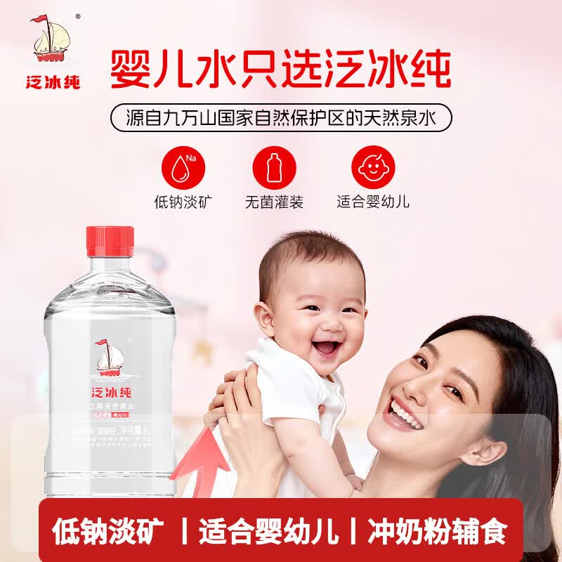 泛冰纯天然泉水1L*8瓶 婴儿水饮用水整箱 泡奶粉辅食水 24.07元 - 86线报