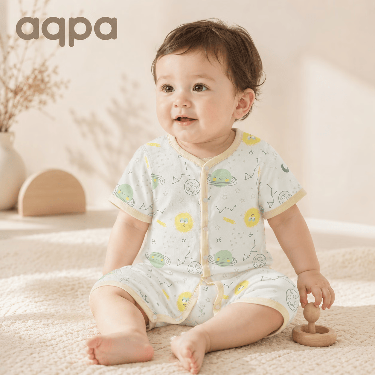 aqpa婴儿纯棉连体衣婴幼儿爬服夏季新生宝宝衣服薄款哈衣 36.6元 - 线报酷