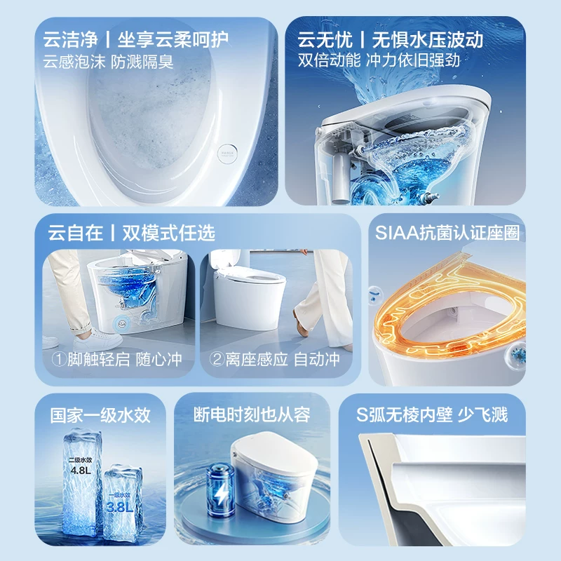 恒洁DCQ256A旗舰云盾智能马桶泡沫盾+带水箱零压冲+脚感冲水 1056.65元 - 86线报