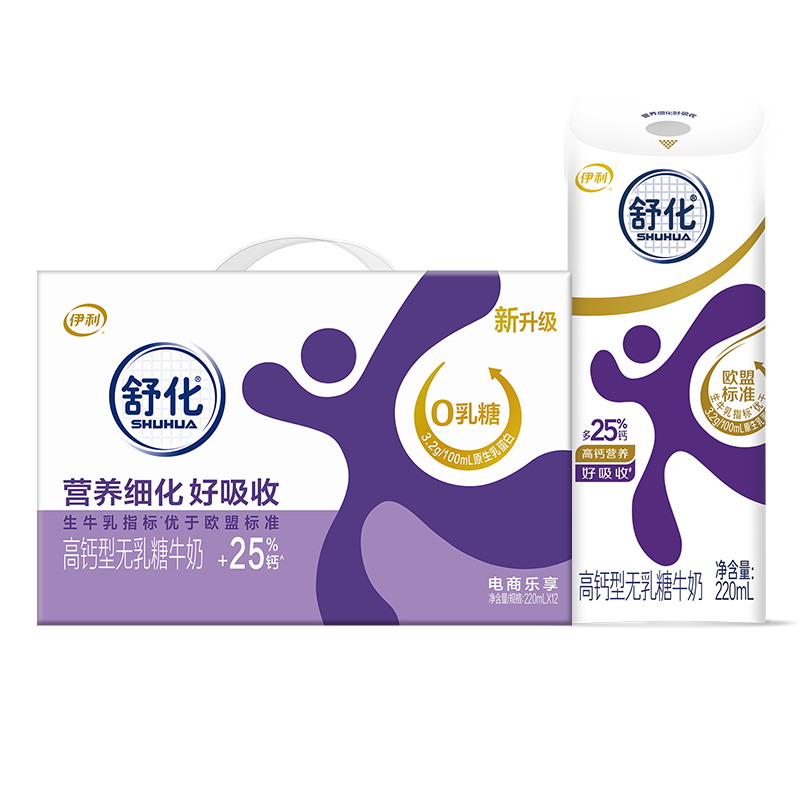 舒化零乳糖笑脸包纯牛奶220ml×12盒*3件 115.67元 - 86线报