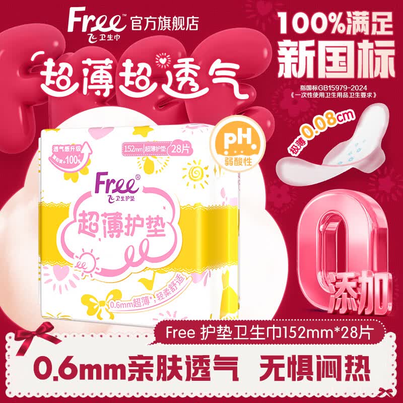 Free 0.6mm无感薄棉柔护垫卫生巾152mm*28片 1.9元 - 线报酷