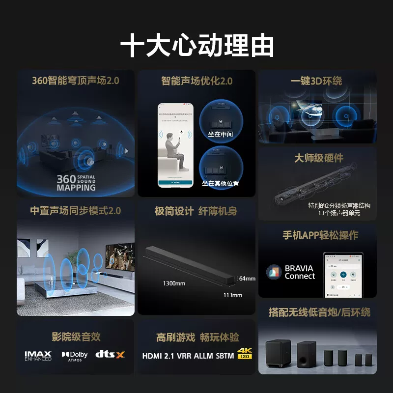 索尼HT-A9000全景声回音壁4K/120Hz家庭影院 5772.05元 - 线报酷