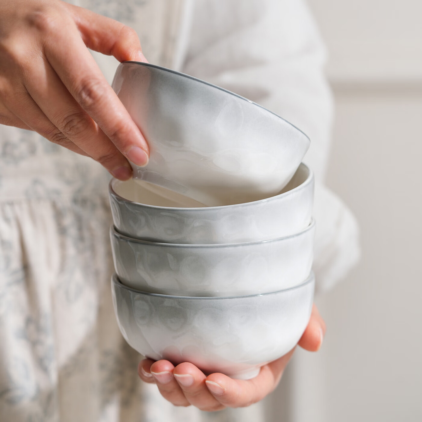 肆月家用釉下彩陶瓷碗4.5英寸4个装 9.95元 - 线报酷