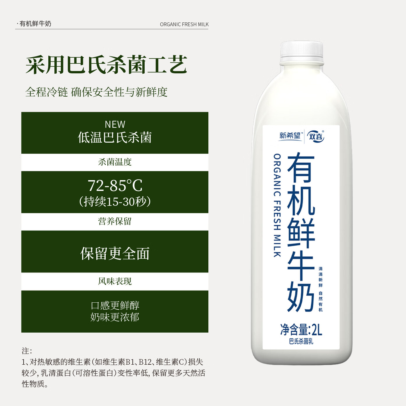 新希望有机鲜牛奶巴氏杀菌鲜奶2L*2/期6期共12桶兑换卡 171元 - 线报酷