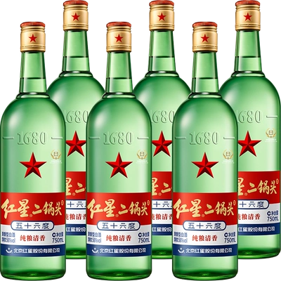 红星二锅头大二绿瓶56度清香型白酒750ml×6 149.98元 - 86线报 红星二锅头大二绿瓶56度清香型白酒750ml×6 149.98元 - 86线报