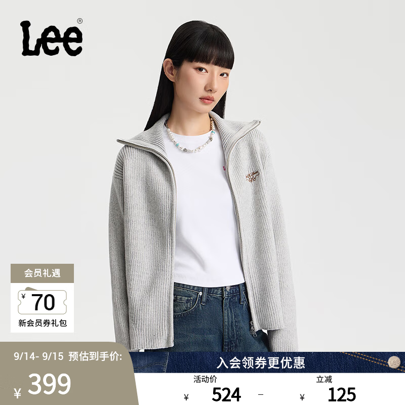 Lee 25秋冬舒适版高领拉链双色混色效果女长袖毛衣开衫 262元 - 86线报