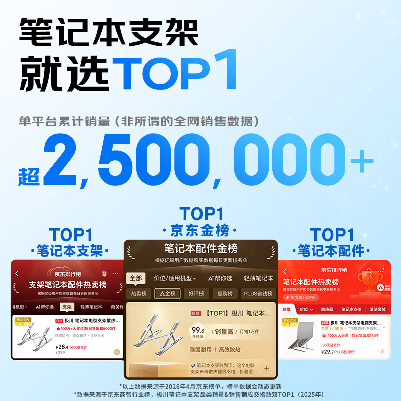 极川膜大师X6便携电脑支架银色 29.9元 - 86线报