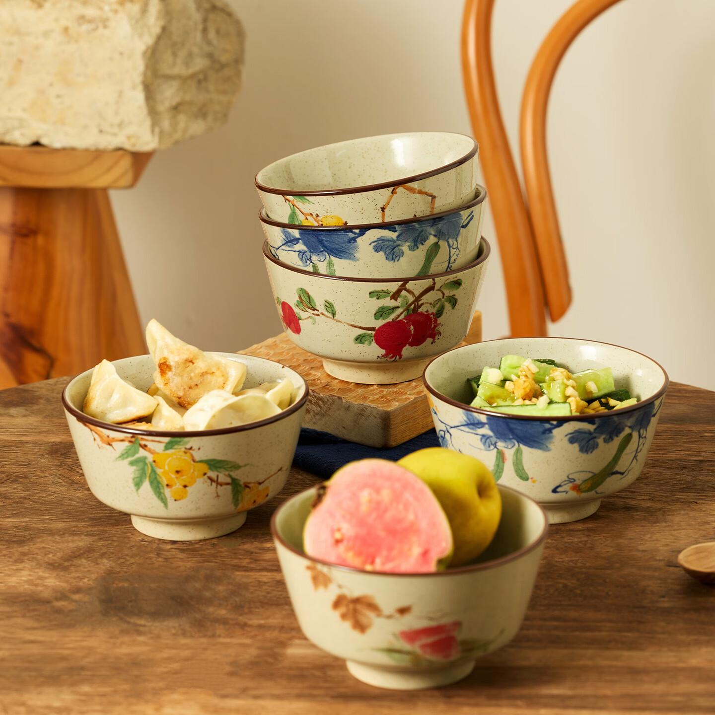 肆月中式复古釉下彩陶瓷米饭碗5英寸混色4只装 13.4元 - 86线报
