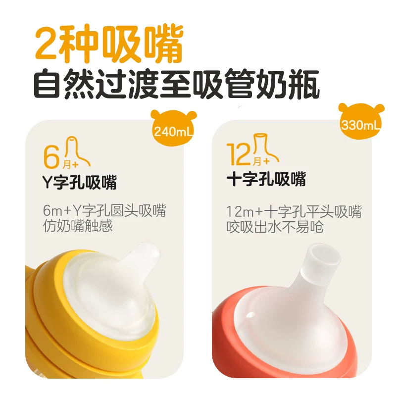 贝亲奶瓶婴儿PPSU重力球吸管把手奶瓶离乳彩绘奶瓶6-12月+ 44元 - 美泡泡