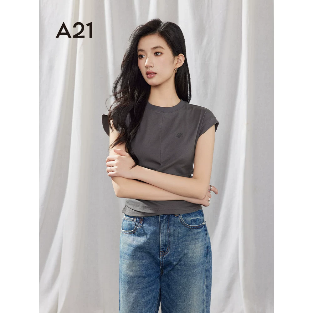 A21 印花字母宽松显瘦圆领中长款落肩袖女士T恤 13.2元 - 86线报