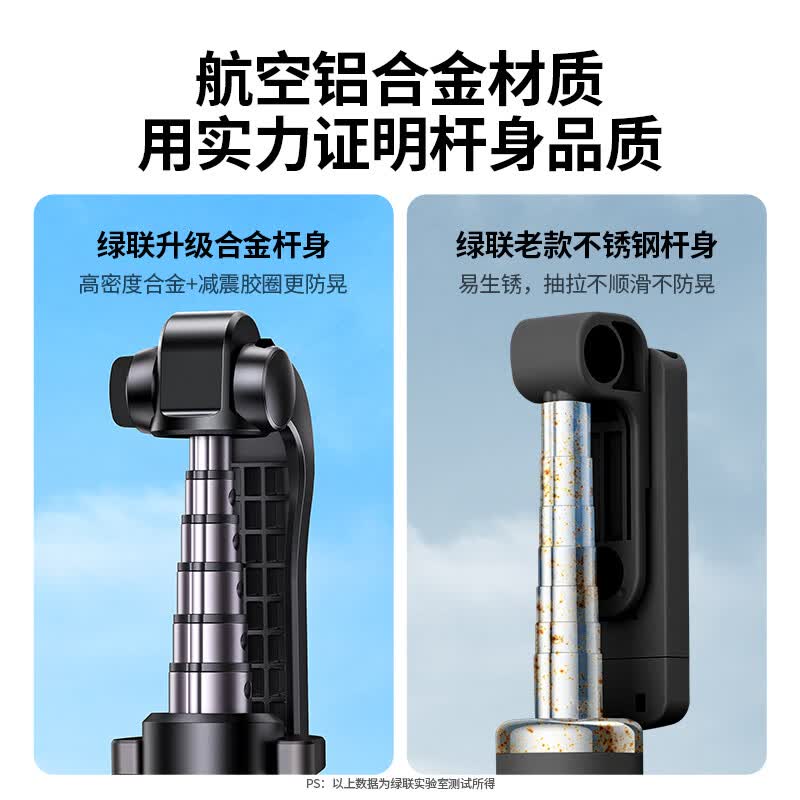 绿联360°旋转自拍杆三脚架蓝牙遥控 49元 - 86线报
