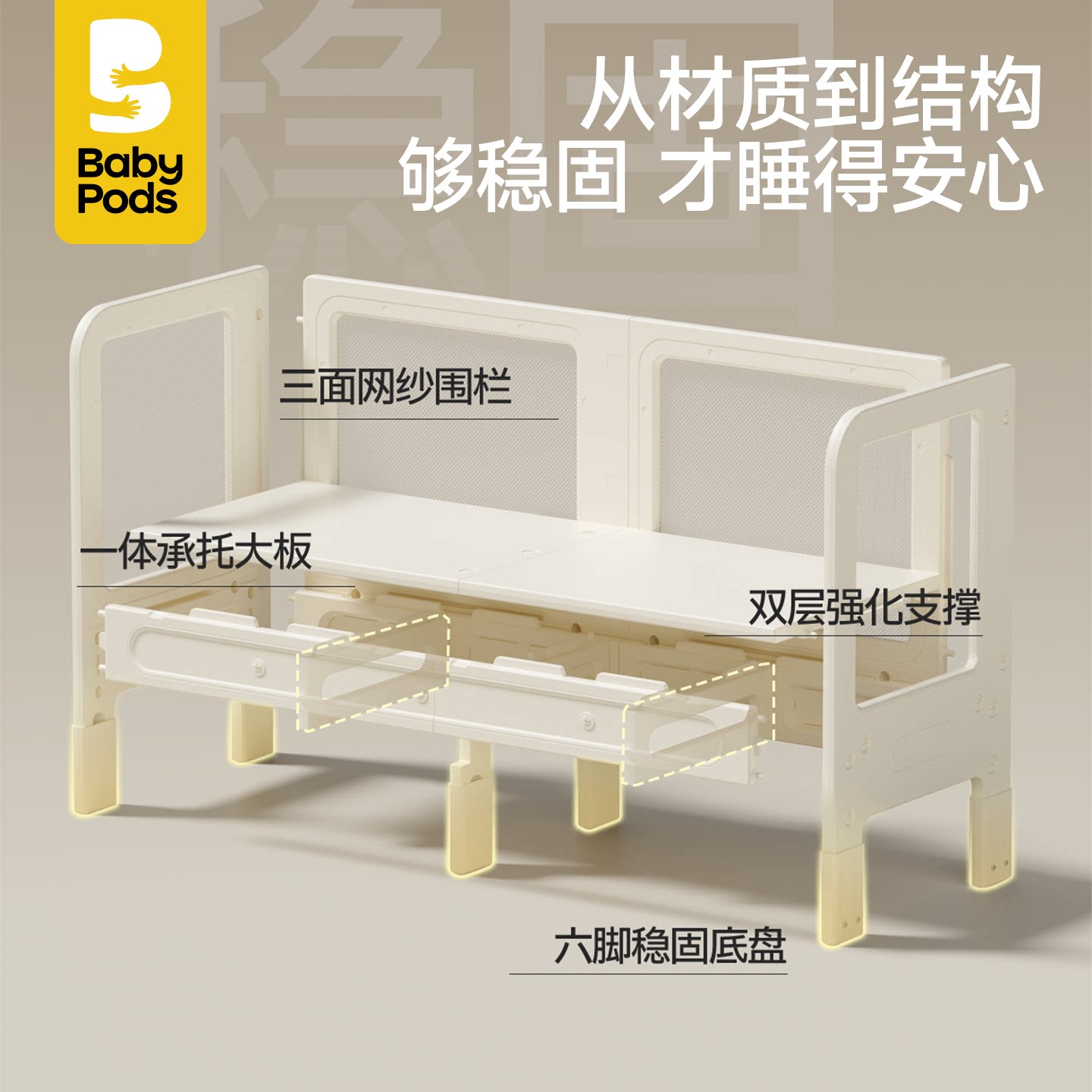 baby pods婴儿拼接床150x60cm 2026升级款 635元 - 86线报