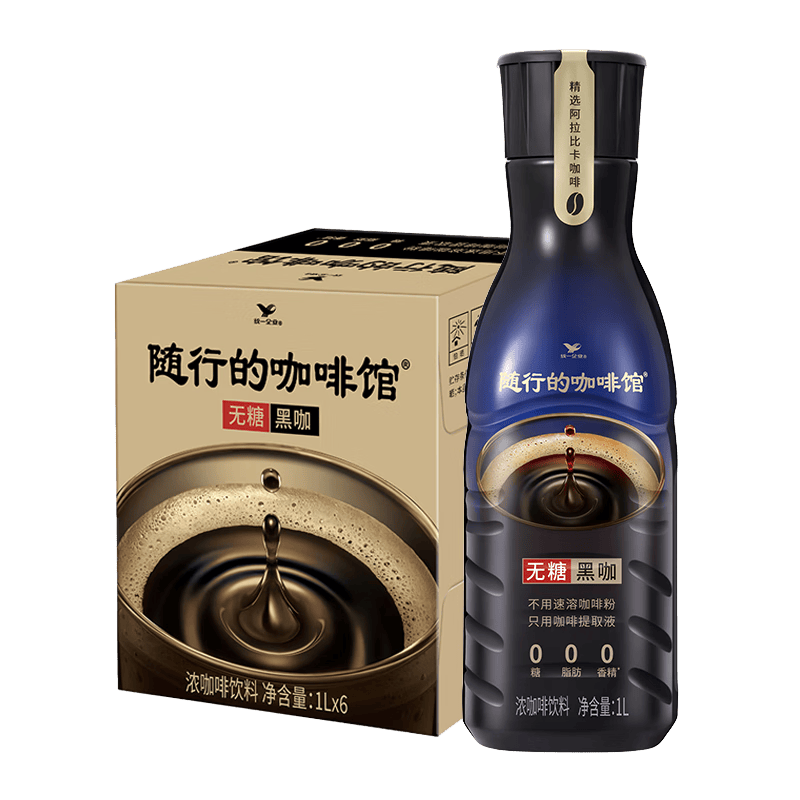 统一随行无糖黑咖浓咖啡饮料1升*6瓶 73.17元 - 线报酷