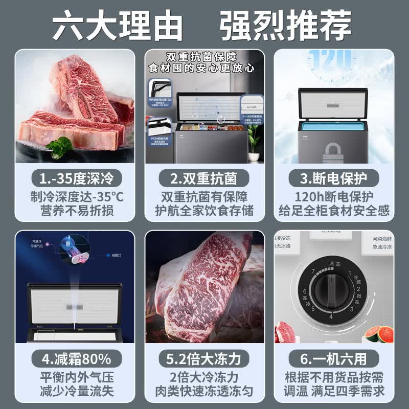 海尔冰柜家用大容量冷藏冷冻两用一键转换全冷冻/全冷藏减霜冷柜超低温速冻308L 1196.79元 - 86线报