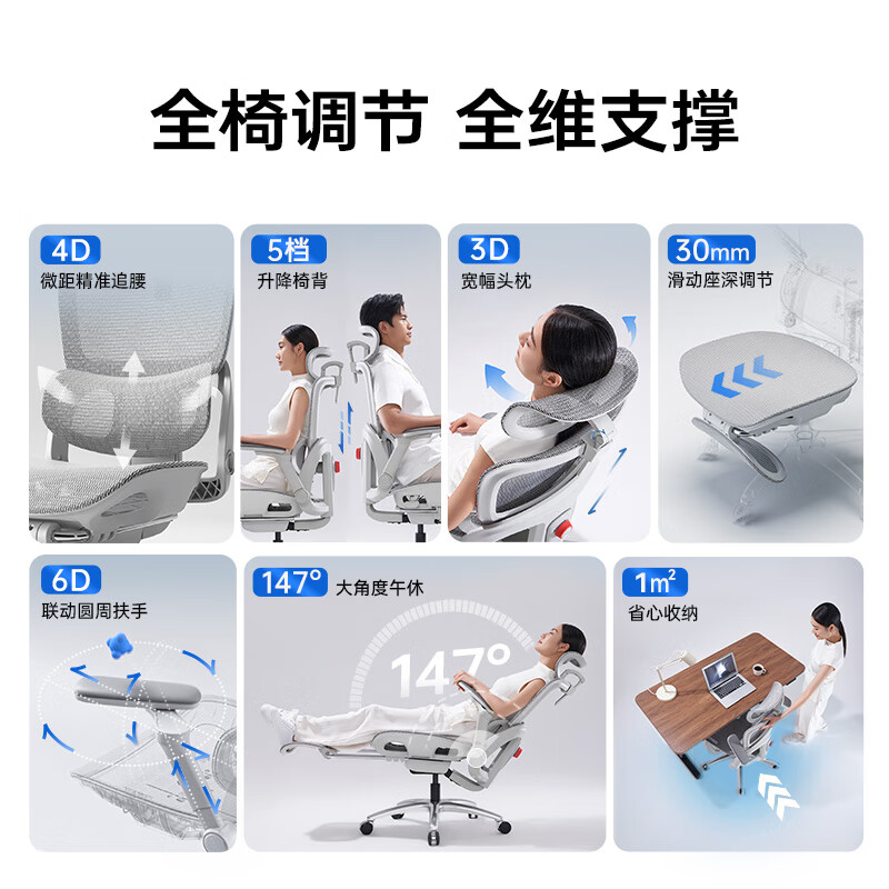 西昊久坐人体工学椅B300Pro灰脚踏+147°后仰+6D扶手 955.96元 - 86线报