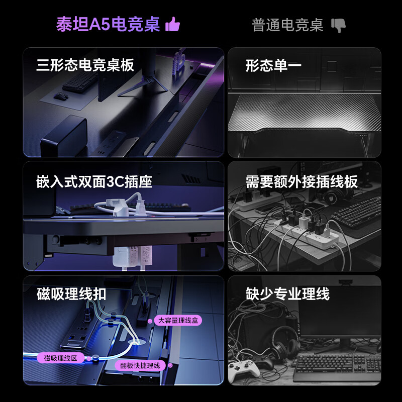 京东京造泰坦A5电竞桌实木电动升降电脑桌办公书桌子黑色1.4*0.75 839元 - 86线报