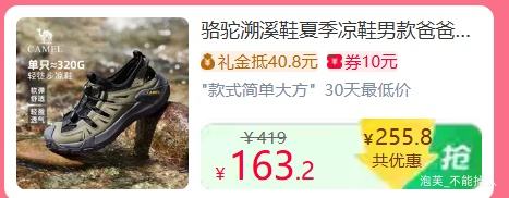 骆驼溯溪鞋男款透气户外网面涉水鞋 159.01元 - 86线报