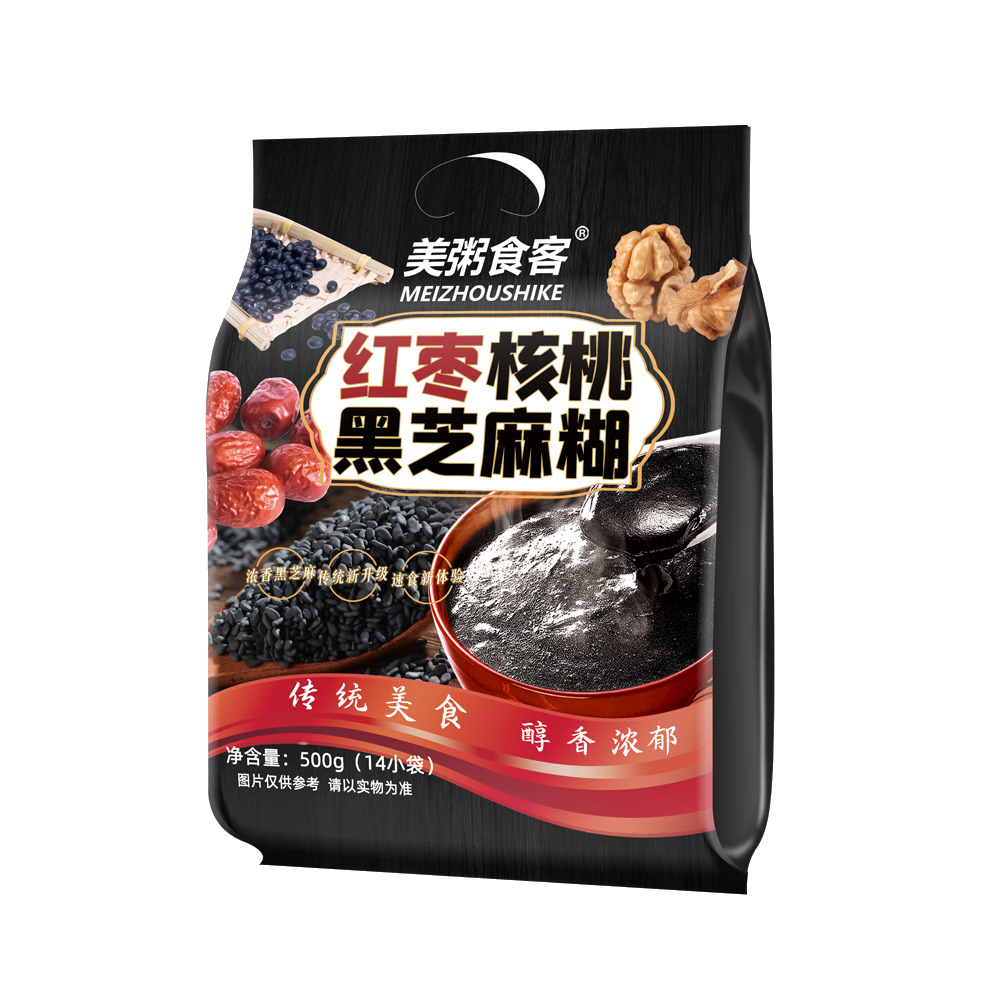 美粥食客黑芝麻糊500g14小袋红枣核桃孕妇儿童代餐 5.9元 - 86线报