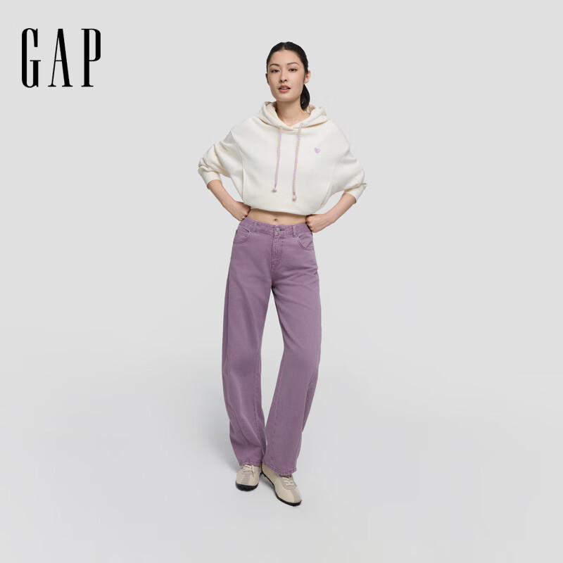 Gap女装2026秋新品爱心logo加绒彩绳连帽宽松卫衣2SS6230 129元 - 线报酷