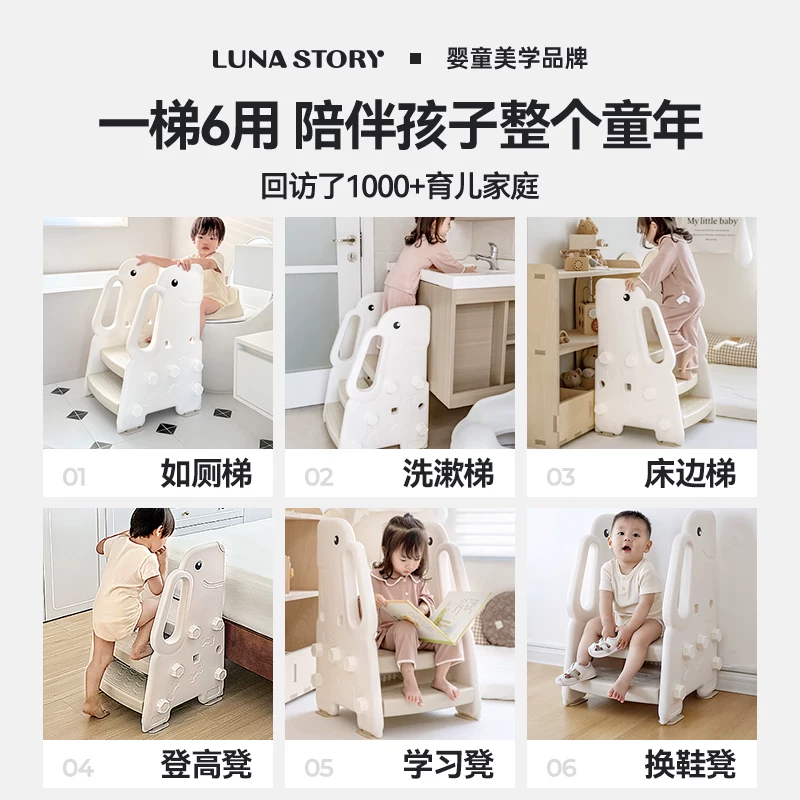 月亮故事宝宝洗手台阶凳踩脚凳儿童洗漱凳阶梯扶手凳楼梯滑滑梯需买2件 6.9元 - 86线报