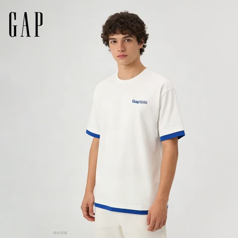 Gap印花大logo宽松白色L码男士短袖T恤 49元 - 86线报 Gap印花大logo宽松白色L码男士短袖T恤 49元 - 86线报