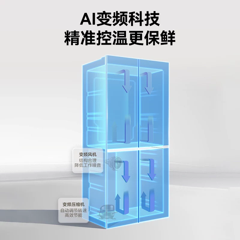 海尔 冰箱十字门500L小红花超薄一级风冷家用大容量电冰箱无霜373 - 线报酷