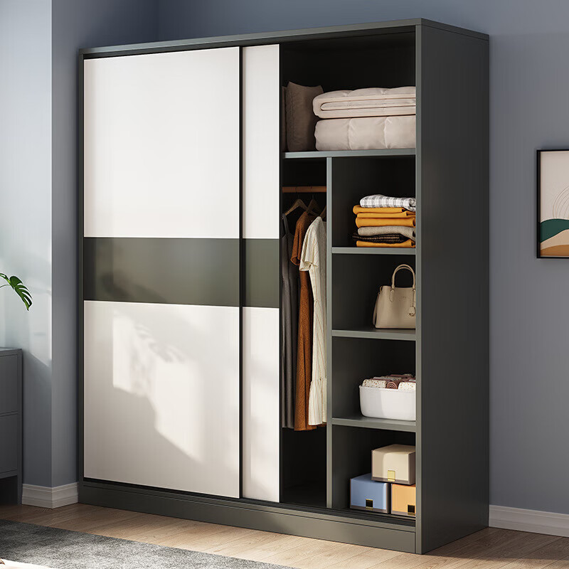OLOEY衣柜推拉门衣帽架家用收纳柜板式储物柜 246.9元 - 86线报