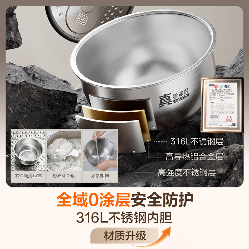 美的MB-HC459S电饭煲4L钛钢灰 215元 - 线报酷