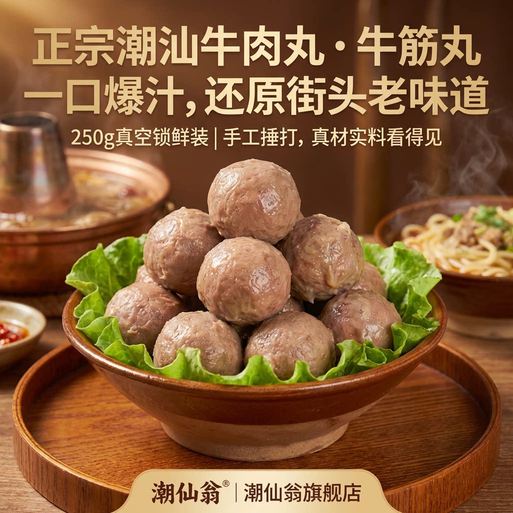 潮仙翁潮汕牛肉丸牛筋丸火锅丸子 29.99元 - 清风线报