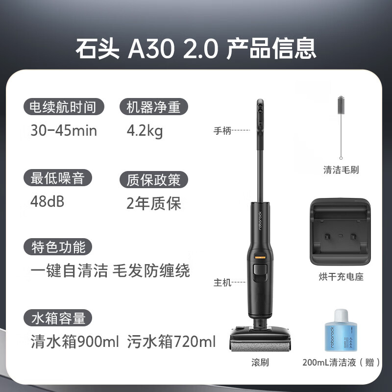 石头WD5M24A A30 2.0无线洗地机 1476.93元 - 86线报