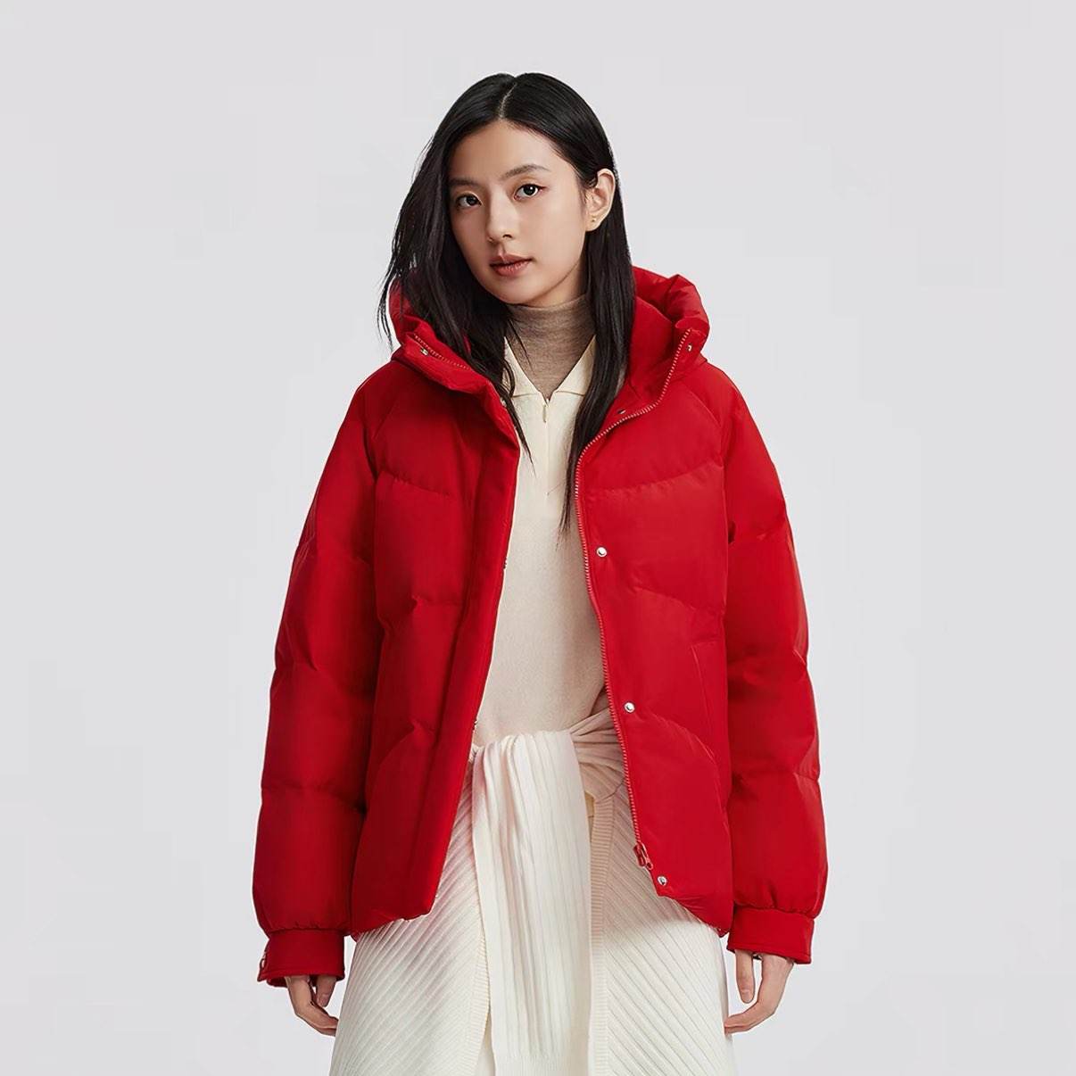 波司登女款短款连帽羽绒服新年红色宽松厚款 494.6元 - 86线报 波司登女款短款连帽羽绒服新年红色宽松厚款 494.6元 - 86线报