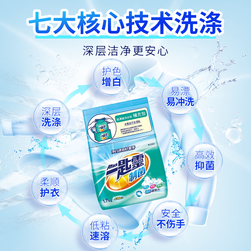 花王一匙灵超浓缩制菌洗衣粉去污抗菌洗衣粉1.7kg袋装 26.73元 - 86线报
