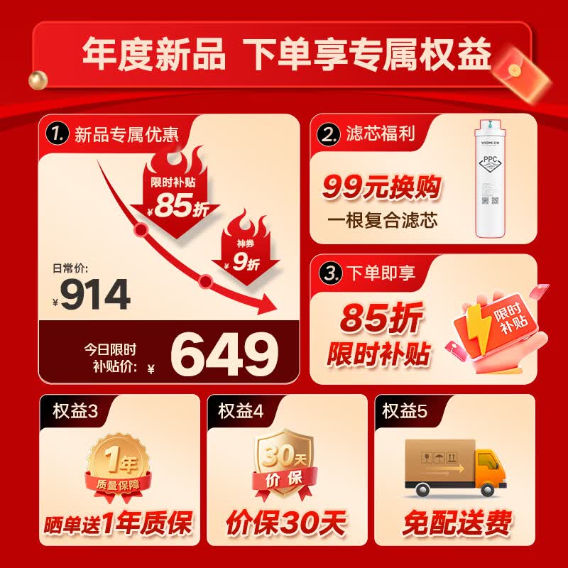 云米5年长效RO反渗透净水器小京龙3 800G 581.77元 - 86线报