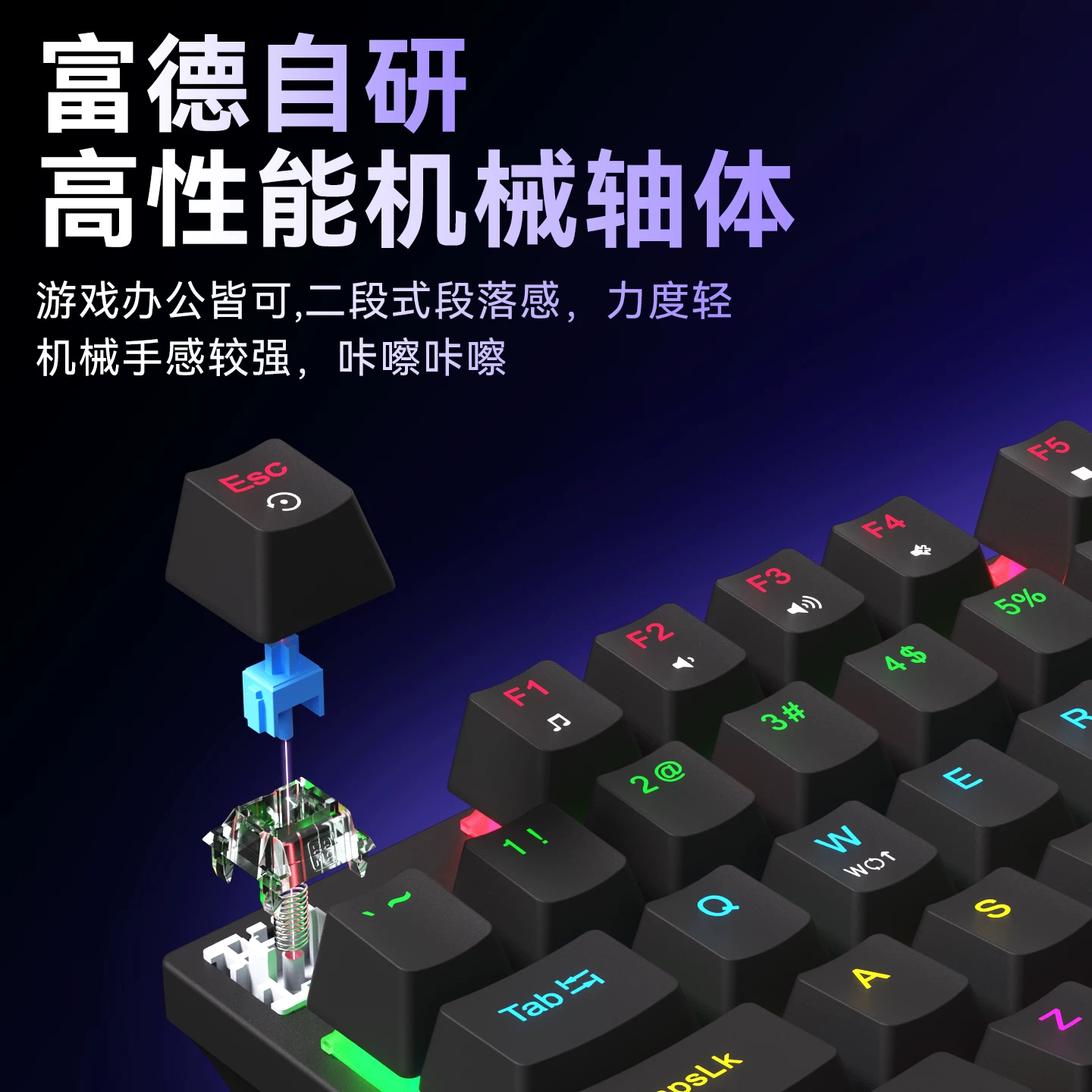 富德F900-104键位背光机械键盘黑轴/青轴 85元 - 清风线报