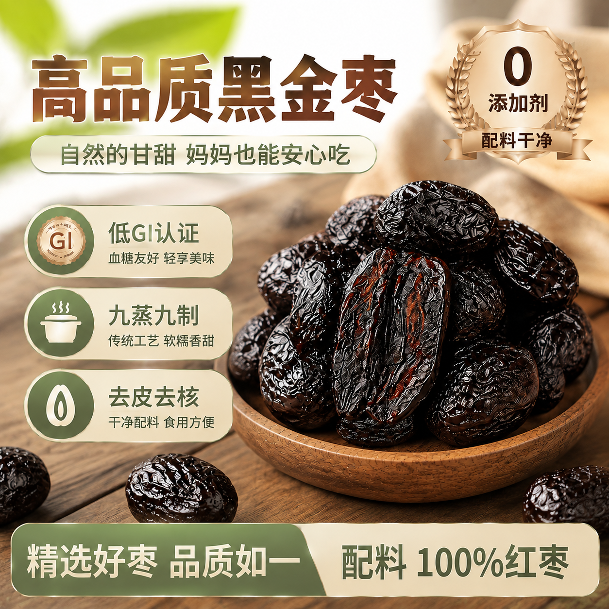 俏膳仁 黑金枣 九蒸九晒低GI 500g 券后5.85元 满5.1减5元 - 线报酷