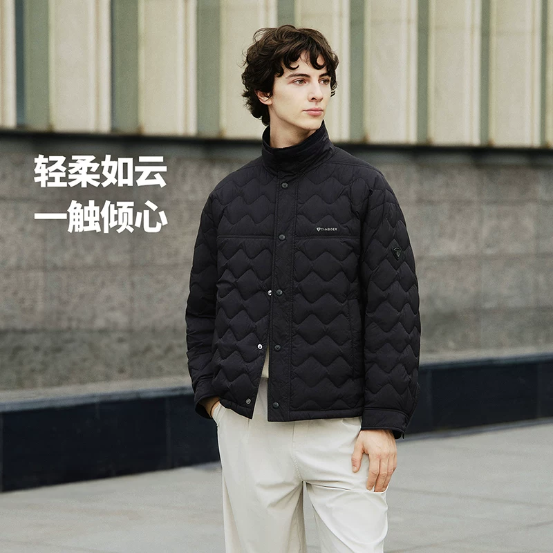坦博尔立领羽绒服男士轻薄款秋季新款休闲宽松衬衫领保暖外套 195.3元 - 86线报