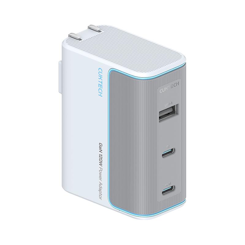 酷态科超级闪充氮化镓三口充电器Type-C+USB-A口线充套装银滩白120W 84元 - 线报酷